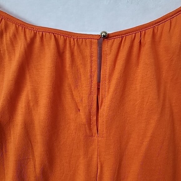 MICHAEL Michael Kors Orange Flutter Sleeve Top Womens PM Petite Med NWT Flawed - Picture 8 of 14